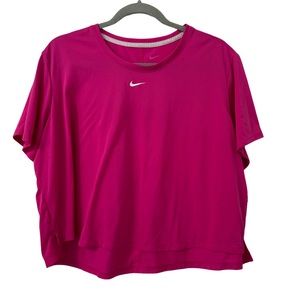 Nike Training‎ Women’s Short Sleeve Gym Dri-FIT One Crop Boxy Top Pink Size XXL